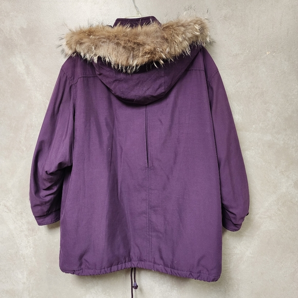 Bromley Sport Purple Puffer Parka Jacket w/Racoon Fur Trim Detachable Hood Sz 2X - Picture 4 of 10